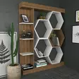 Bokhylla Hanah Home Sueno Vit Valnöt Spånskiva 140x29,6x177,4 cm - Bokhyllor - 8683743117215 - 4