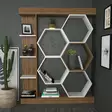 Bokhylla Hanah Home Sueno Vit Valnöt Spånskiva 140x29,6x177,4 cm - Bokhyllor - 8683743117215 - 5