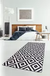 Gångmatta Conceptum Djt Svart Vit Polyester 80x200 cm - Små mattor och gångmattor - 8682870121195 - 1