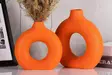 Vas Aberto Design Iskandinav Halka Orange Keramik 15x4x20 cm 15x4x16 cm - Hängande blomkrukor och vaser - 8684282698265 - 2