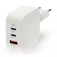 Väggladdare | 70 W | GaN | PD3.0 | Snabbladdnings funktion | 1.5 / 2.25 A / 2.5 / 3.0 / 3.5 A | Antal utgångar: 3 | USB-A / 2x USB-C | Automatiskt val av Spänning | Vit - Nätladdare - 5412810470235 - 1