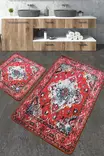 Badrumsmatta Set Mijölnir Blå Antibakteriell Halkfri 100% Polyester 50x60 cm & 60x100 cm - Badrumsmattor och våtrumsmattor - 8683342800815 - 1