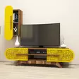TV-bänk Hanah Home Defne Valnöt Gul Spånskiva 145x37x35 cm - TV-bänkar - 8681875184495 - 2