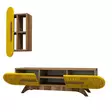 TV-bänk Hanah Home Defne Valnöt Gul Spånskiva 145x37x35 cm - TV-bänkar - 8681875184495 - 1