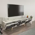 TV-bänk Hanah Home 3 D White Vit Marmormönster Spånskiva 160x45x35 cm - TV-bänkar - 8683743959655 - 4