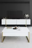 Vardagsrumsmöbelset Hanah Home Luxe Vit Guld Spånskiva 160x35x80 180x30x50 90x60x40 cm - Möbler - 8684282178255 - 6