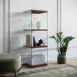 Bokhylla Hanah Home R301 Valnöt Massiv Furu Härdat Glas 40x120x35 cm - Bokhyllor - 8681875832075 - 2