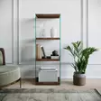 Bokhylla Hanah Home R301 Valnöt Massiv Furu Härdat Glas 40x120x35 cm - Bokhyllor - 8681875832075 - 3