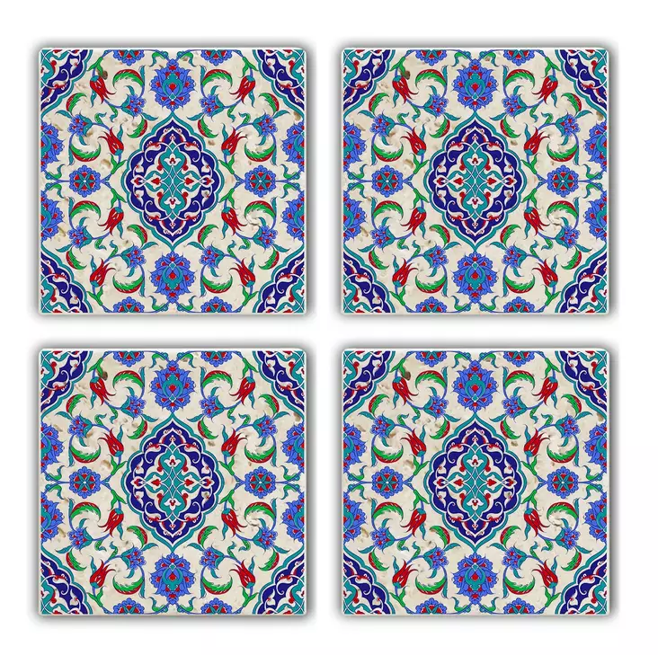 Glasunderlägg Hermia Flerfärgad Natursten 4 Delar - Dukar och tabletter - 8682870013605 - 1