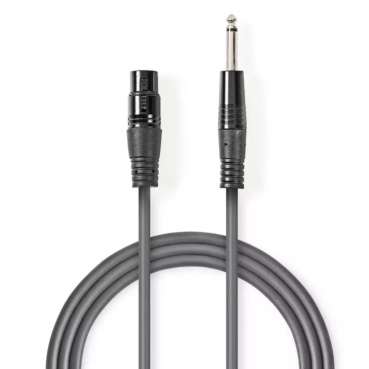 Obalanserad ljudkabel | XLR 3-stifts hona | 6.35 mm Hane | Nickelplaterad | 10.0 m | Rund | PVC | Mörkgrå | Presentbox - Ljudkablar - 5412810295425 - 1