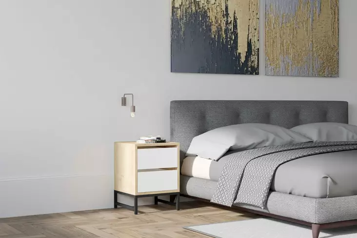 Sängbord Hanah Home Cefalu Safir Vit Spånskiva 40x55x40 cm - Nattduksbord - 8683342851855 - 1