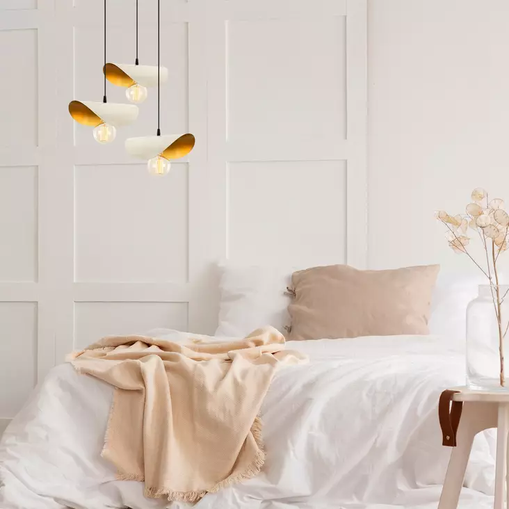 Taklampa Opviq Sivani Vit Guld Metall 45 x 106 cm - Tak- och vägglampor - 8681875649345 - 1