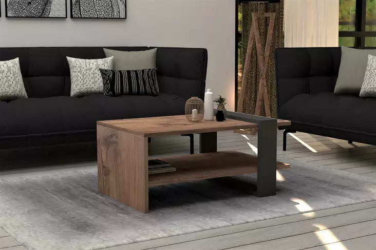 Soffbord, ek, antracit, 80 cm x 35 cm x 55 cm, tålig, rymlig, stilren - Bord - 8681875683325 - 1