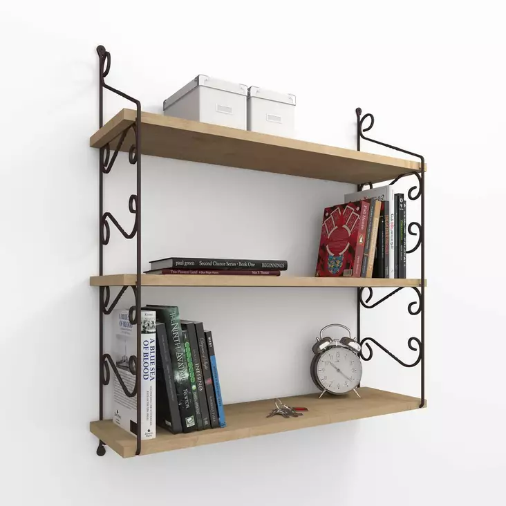 Vägghylla Hanah Home Seramoni 3'lü Ek Spånskiva 72x80x20 cm - Vägghyllor - 8681181789155 - 1