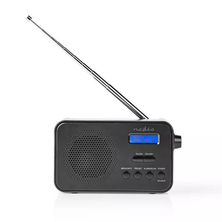 DAB+ Radio | Portabel design | DAB+ / FM | 1.3 " | Svart Blå Skärm | Batteridriven / USB ström | Digital | 3.6 W | Bluetooth® | Hörlursuttag | Väckarklocka | Sov timer | IP20 | Svart - Radioapparater - 5412810320295 - 1