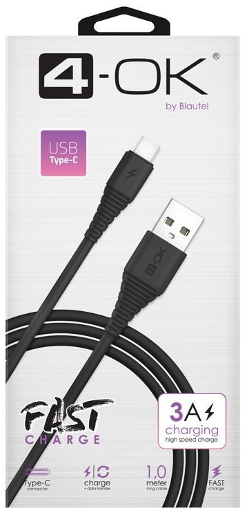 Datakaapeli USB-C 3A 1m, 4-OK - USB-C-kablar - 8428728108785 - 1
