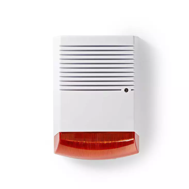 Dummy Säkerhets siren | IP44 | Batteridriven | Utomhus | Orange / Vit - Nyckelfinnare - 5412810269655 - 1