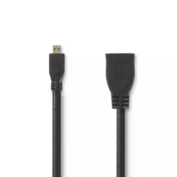 High Speed HDMI kabel med Ethernet | HDMI Micro kontakt | HDMI Utgång | 4K@30Hz | 10.2 Gbps | 0.20 m | Rund | PVC | Svart | Kuvert - HDMI-kablar - 5412810264865 - 1