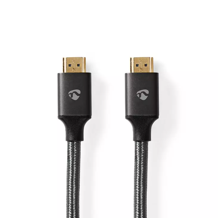 High Speed HDMI kabel med Ethernet | HDMI Kontakt | HDMI Kontakt | 4K@60Hz | ARC | 18 Gbps | 10.0 m | Rund | Bomull | Grått Med Metall | Kartong med täckt fönster - HDMI-kablar - 5412810318865 - 1