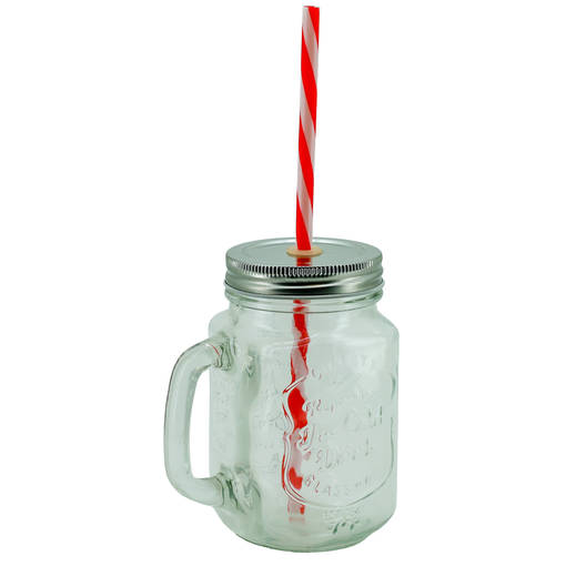 Juomapurkki kannella ja pillill=C3=A4 450 ml - Dricksglas - 6438168097725 - 1