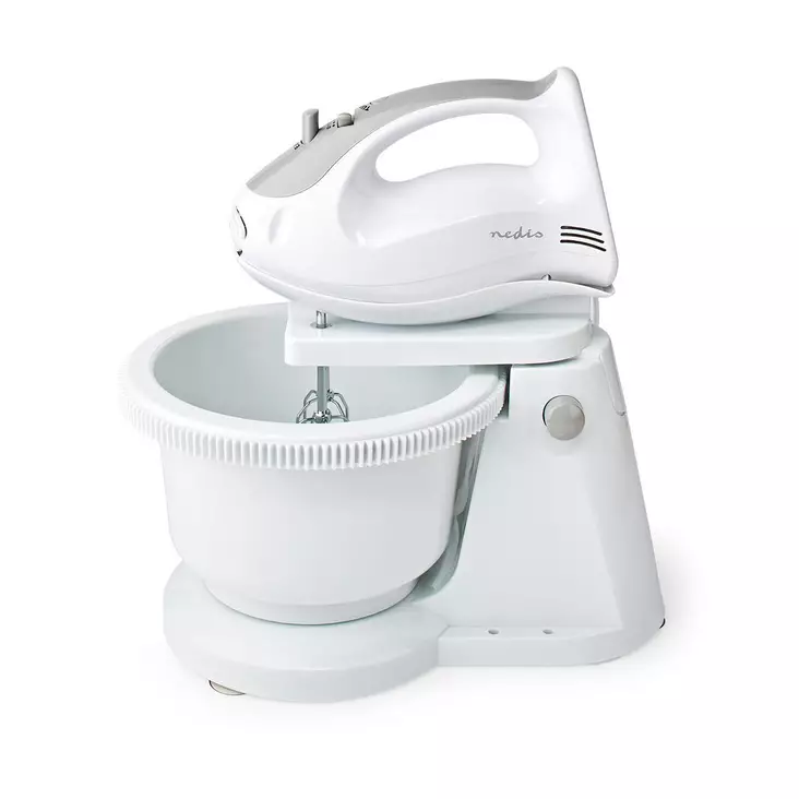 Hand visp | 200 W | 5 hastighetsinställning | Turbo funktion | Svarvskål / 2 Degkrokar / 2 vispar | Grå / Vit - Blenders och vispar - 5412810330225 - 1