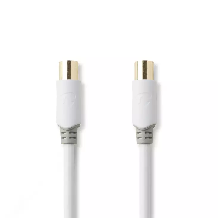 Koaxialkabel | IEC (Koax) Hane | IEC (Koax) Hona | Guldplaterad | 100 dB | 75 Ohm | Dubbelskärmad | 1.00 m | Rund | PVC | Vit | Låda - Antennkablar - 5412810326365 - 1