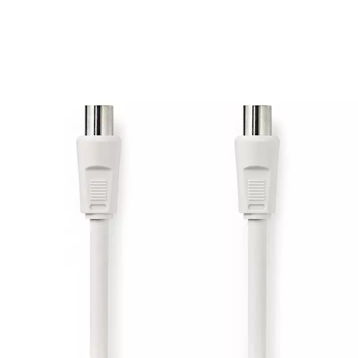 Koaxialkabel | IEC (Koax) Hane | IEC (Koax) Hona | Nickelplaterad | 90 dB | 75 Ohm | Dubbelskärmad | 2.00 m | Rund | PVC | Vit | Kuvert - Antennkablar - 5412810281855 - 1