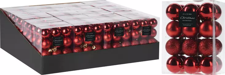 Kuusenpallot punainen 24 kpl - Juldekorationer och textilier - 8719202602425 - 1