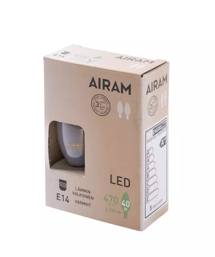 Led Matt C35 4,5 W E14 2 kpl Airam myyntipakkaus - Lampor och lysrör - 6435200245045 - 1
