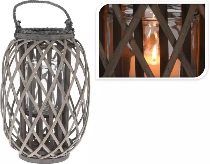 Lyhty harmaa paju/lasi M - Ljus och lyktor - 8719202646795 - 1