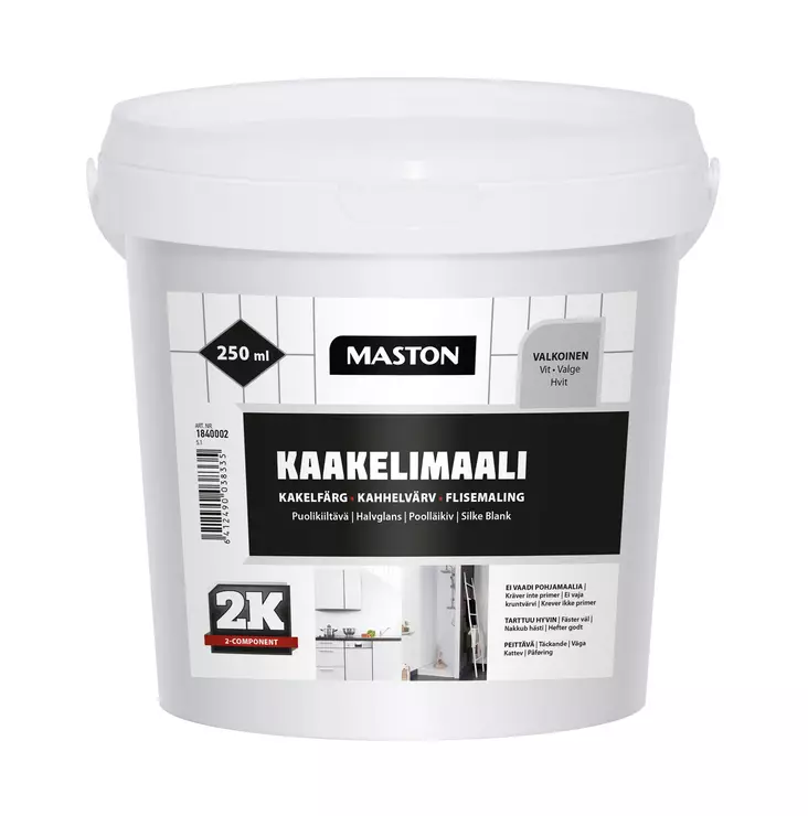 Maali 2K Kaakeli Valkoinen 250ml - Inomhusfärger - 6412490038335 - 1