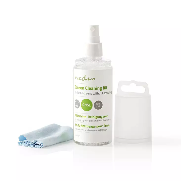 Skärm rengörning | Spray | 150 ml | Dator / Läsplatta / Smartphone / Tvskärm | Torkare ingår - Nedis produkter - 5412810274215 - 1