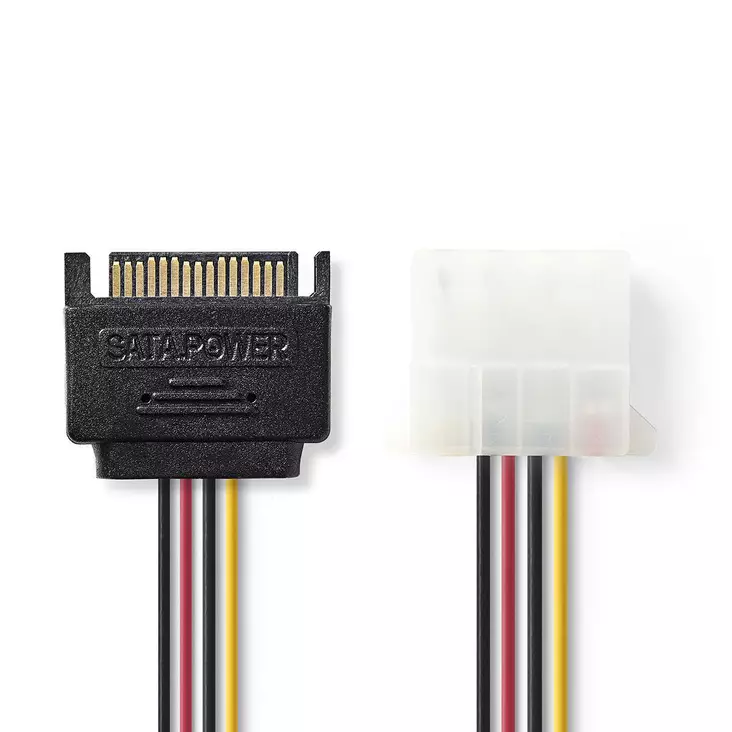 Intern Strömkabel | SATA 15-Pin Hane | Molex Hona | Guldplaterad | 0.15 m | Rund | PVC | Mångfärgad | Kuvert - Dator och nätverk - 5412810279845 - 1