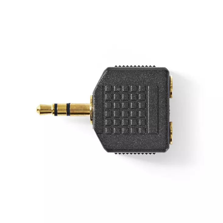 Stereo Audio Adapter | 3.5 mm Hane | 2x 3.5 mm, Hona | Guldplaterad | Rak | ABS | Svart | 10 st. | Plastpåse - Ljudadaptrar - 5412810298785 - 1