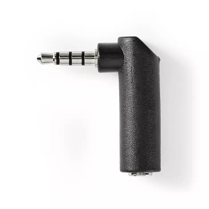 Stereo Audio Adapter | 3.5 mm Hane | 3.5 mm Hona | Nickelplaterad | Vinklat 90° | Metall | Svart | 1 st. | Låda - Ljudadaptrar - 5412810323845 - 1