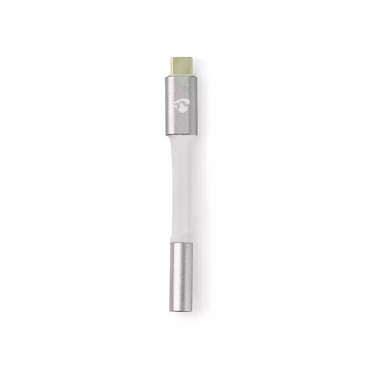 USB-C Adapter | USB 2.0 | USB-C Hane | 3.5 mm Hona | 0.08 m | Rund | Guldplaterad | Flätad / Nylon | Silver / Vit | Kartong med täckt fönster - Dator och nätverk - 5412810313075 - 1
