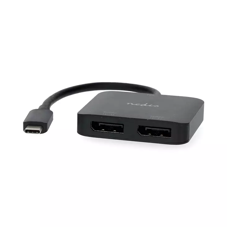 USB-C Adapter | USB 3.2 Gen 1 | USB-C Hane | 2x Displayport Female | 4K@60Hz | 0.20 m | Rund | Nickelplaterad | PVC | Svart | Låda - Dator och nätverk - 5412810443345 - 40