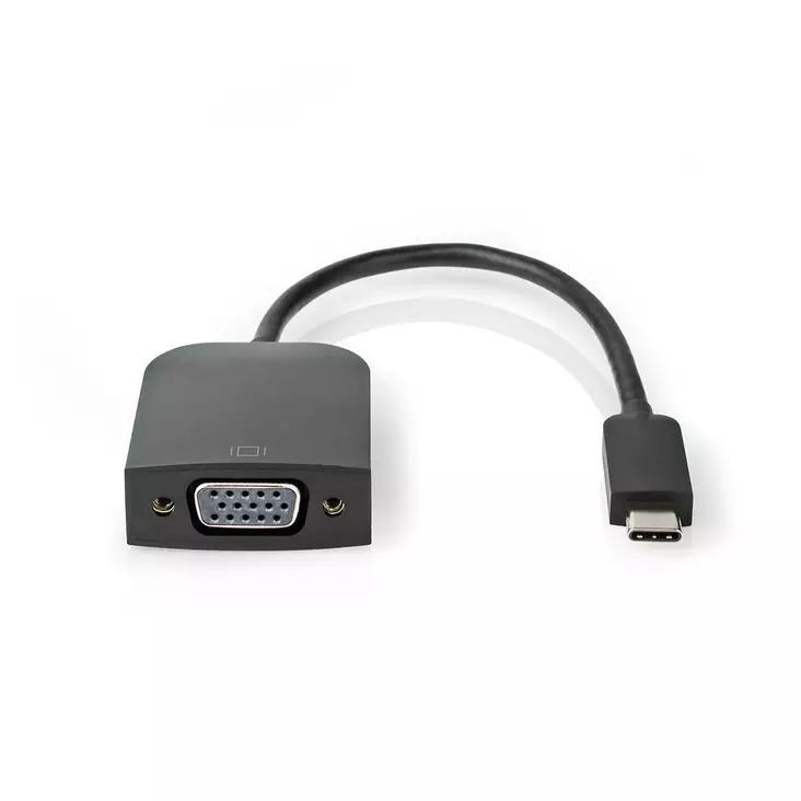 USB-C Adapter | USB 3.2 Gen 1 | USB-C Hane | VGA hona 15p | 1920x1200 | 5 Gbps | 0.20 m | Rund | Nickelplaterad | PVC | Svart | Låda - Dator och nätverk - 5412810331185 - 10