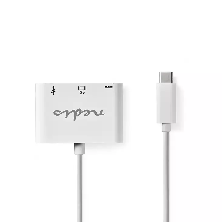 USB Multi-Port Adapter | USB 3.2 Gen 1 | USB-C Hane | HDMI Utgång / USB-A Hona / USB-C Hona | 5 Gbps | 0.20 m | Rund | Nickelplaterad | PVC | Vit | Låda - USB-adaptrar och dockning - 5412810289165 - 1