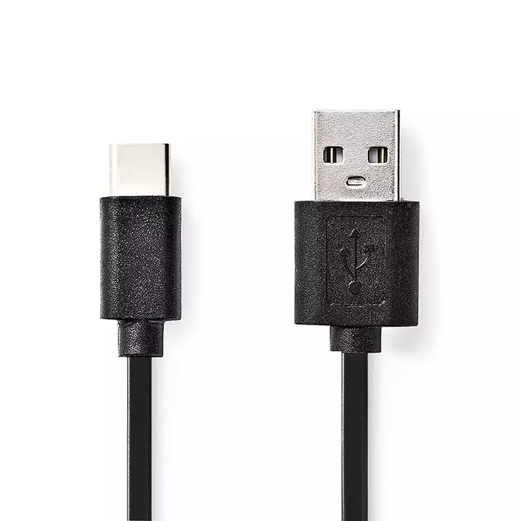 USB-kabel | USB 2.0 | USB-A Hane | USB-C Hane | 15 W | 480 Mbps | Nickelplaterad | 3.00 m | Rund | PVC | Svart | Label - Dator och nätverk - 5412810421695 - 1
