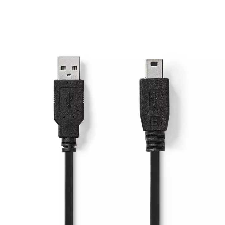 USB-kabel | USB 2.0 | USB-A Hane | USB Mini-B 5 pin Hane | 480 Mbps | Nickelplaterad | 2.00 m | Rund | PVC | Svart | Låda - Dator och nätverk - 5412810288885 - 1