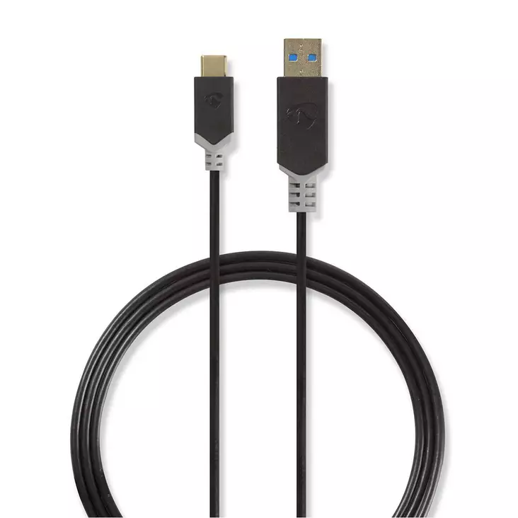 USB-kabel | USB 3.2 Gen 1 | USB-A Hane | USB-C Hane | 60 W | 5 Gbps | Guldplaterad | 1.00 m | Rund | PVC | Antracit | Kartong med fönster - Dator och nätverk - 5412810263615 - 1