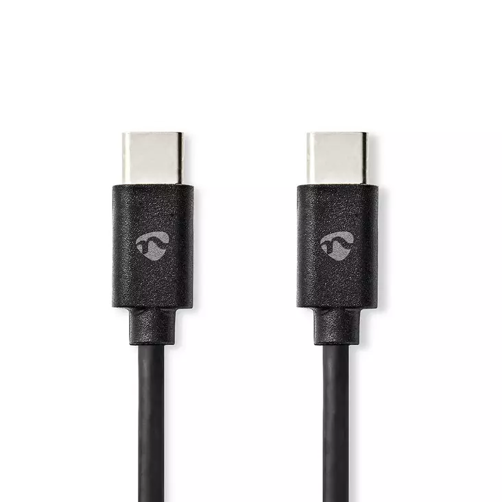 USB-kabel | USB 2.0 | USB-C Hane | USB-C Hane | 60 W | 480 Mbps | Nickelplaterad | 3.00 m | Rund | PVC | Svart | Låda - Dator och nätverk - 5412810481255 - 1