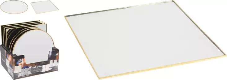 Spegelbricka med guldkant 25 cm – en stilren inredningsdetalj för ljus och dekorationer - Ljus och lyktor - 8719987655715 - 1