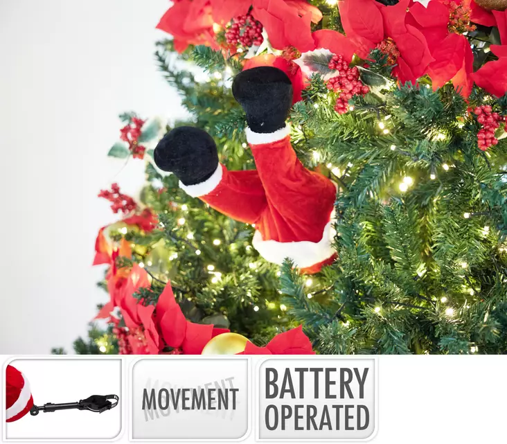 Animerad Jultomte Fotdekoration 35?cm – Rolig Batteridriven Rörlig Julfigur för Granen - Juldekorationer och textilier - 8720573756945 - 1