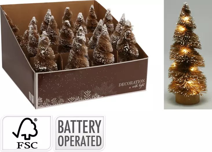 Batteridriven 20 cm brun LED-julgran med 12 varmvita ljus – stämningsfull inredning - Juldekorationer och textilier - 8721037144155 - 1