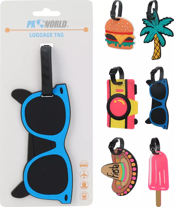 Färgglad resväsketikett – hållbar gummimärkning med roliga semesterteman - Resväskor - 8721037386685 - 1