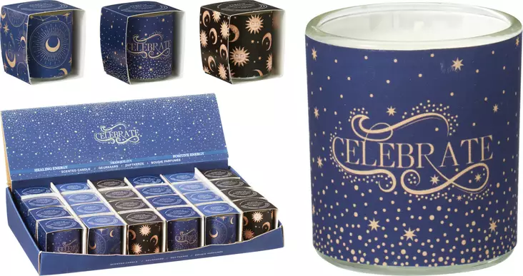 Doftljus i glasburk 40g, 9h brinntid, magiskt månmotiv, lugnande stämning - Ljus och lyktor - 8721037557665 - 1