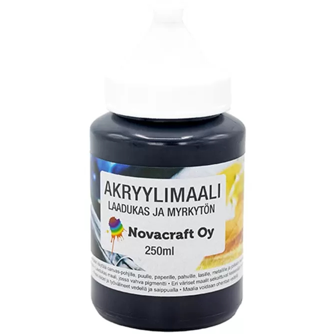 Akryylimaali 250 ml musta - Akrylfärger och målarfärger - 6429810234025 - 1