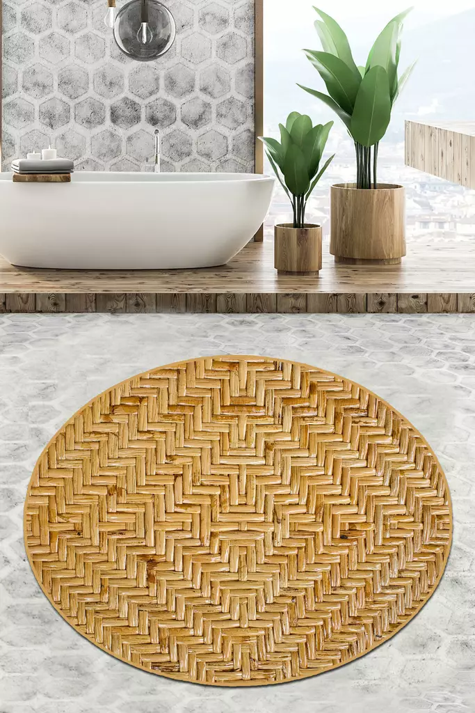 Badrumsmatta Mijölnir Flerfärgad 100% Polyester Antibakteriell Halkfri Maskintvättbar 100 cm - Badrumsmattor och våtrumsmattor - 8683342285445 - 1